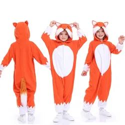 Kids Children FOX Cosplay Costume Cartoon Hooded Jumpsuit Sleepwear Outfits Halloween Carnival Party Disguise Suit