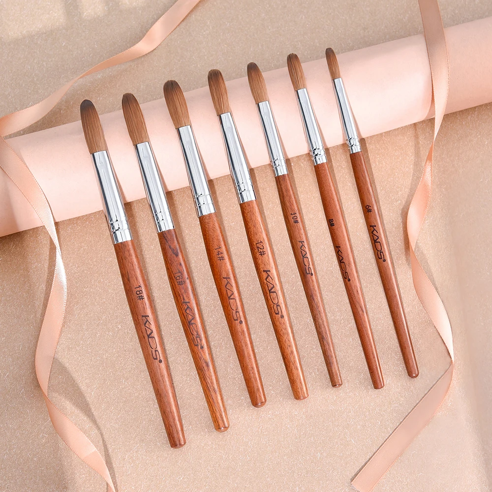 Kolinsky – brosse à ongles avec manche en bois, pour manucure, Gel 3D, poudre liquide acrylique, sculpture sur Gel, stylo à dessin, 1 pièce