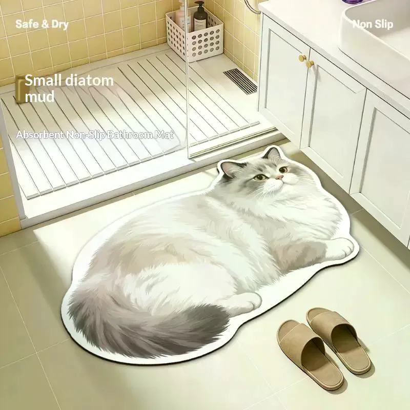 1 Pc Cute Cat Print Diatomite  - огляд і ціна Jet Home Bathroom Mats