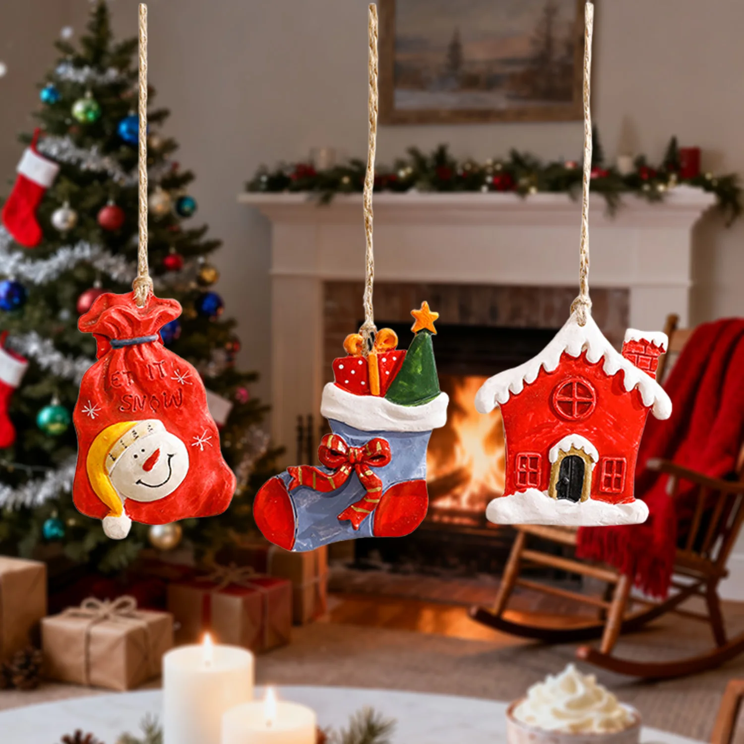 

1 set Christmas Pendant & Drop Ornaments, Christmas Small Party Supplies, Perfect for Indoor Room Festive Hanging Party Decor