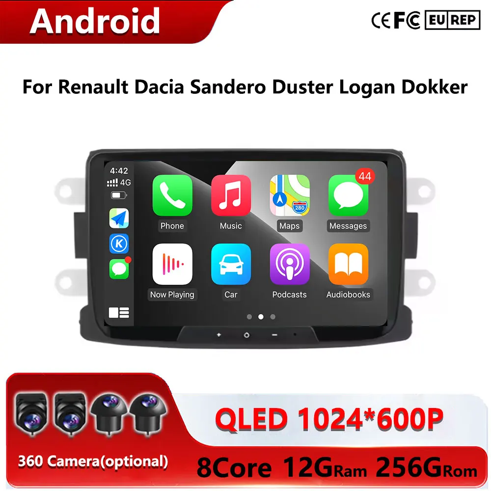 GPS Navi Stereo Bluetooth Wifi Carplay Android Auto For Renault Dacia Sandero Duster Logan Dokker Car Radio Multimedia Player