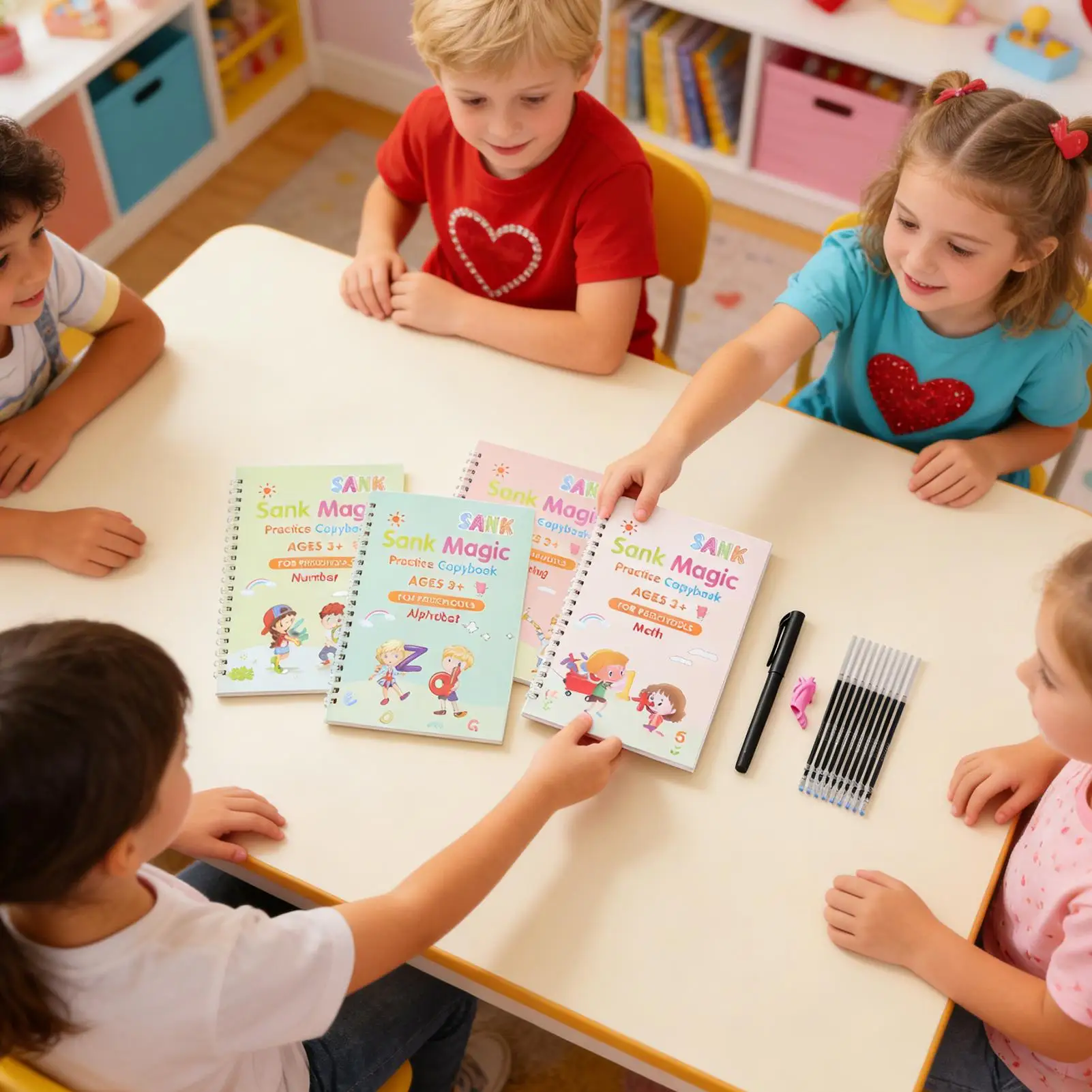 

Практика письма для детей, 4 шт., тетрадь для практики рифленого алфавита, многоразовая детская тетрадь для рукописного ввода для школьников, ранней школы