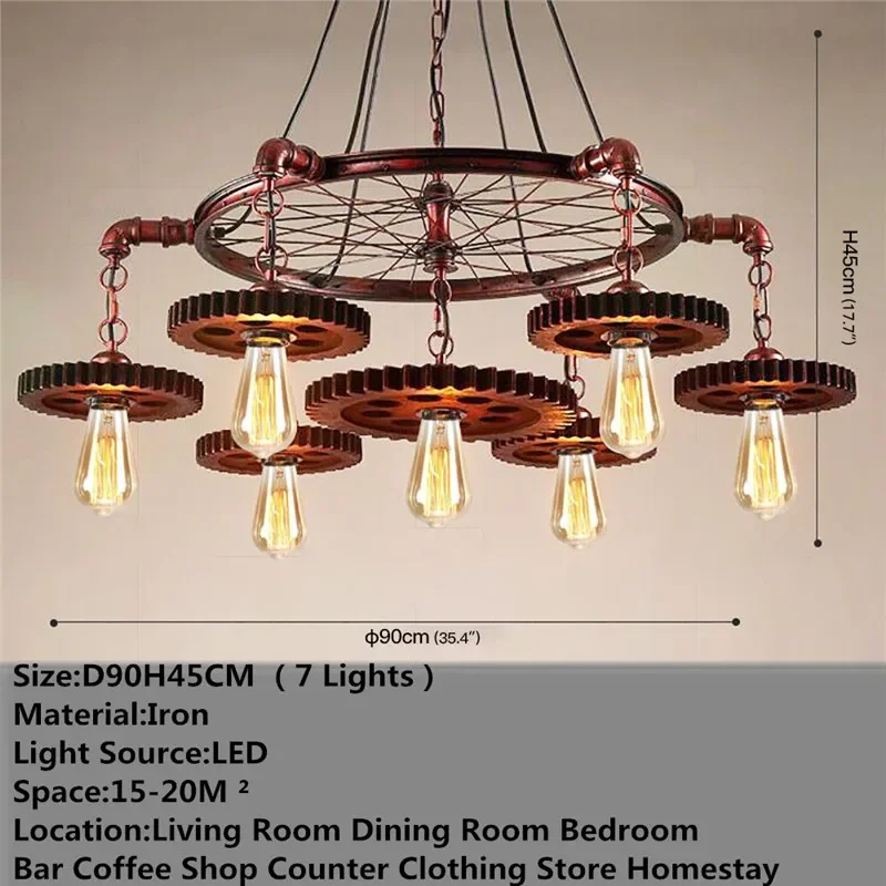 BRIGHT American Retro Pendent Lamp Industrial Wind Living Room Restaurant Loft Clothing Store Cafe Bar Box Homestay Chandelier