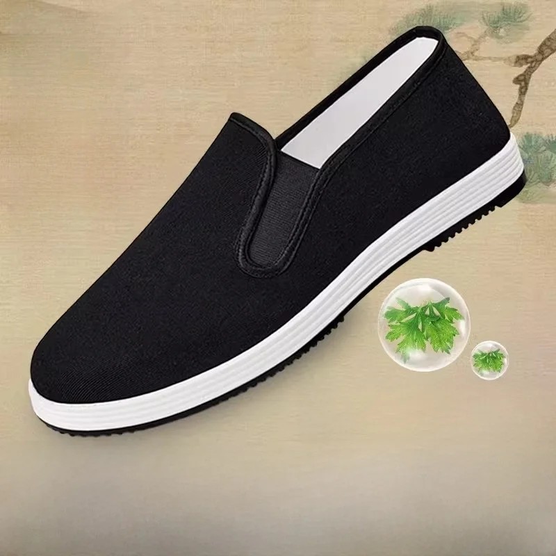 

Handmade Chinese Style Flat Laced Casual Shoes Breathable Comfortable Lightweight Slip-On Cloth Shoes for Men Business Use