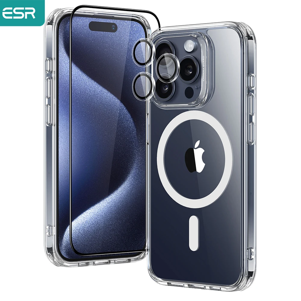 

Чехол ESR для iPhone 15 Pro Max MagSafe, классический Гибридный прозрачный чехол-накладка на заднюю панель для iPhone 15 Plus, набор мембран