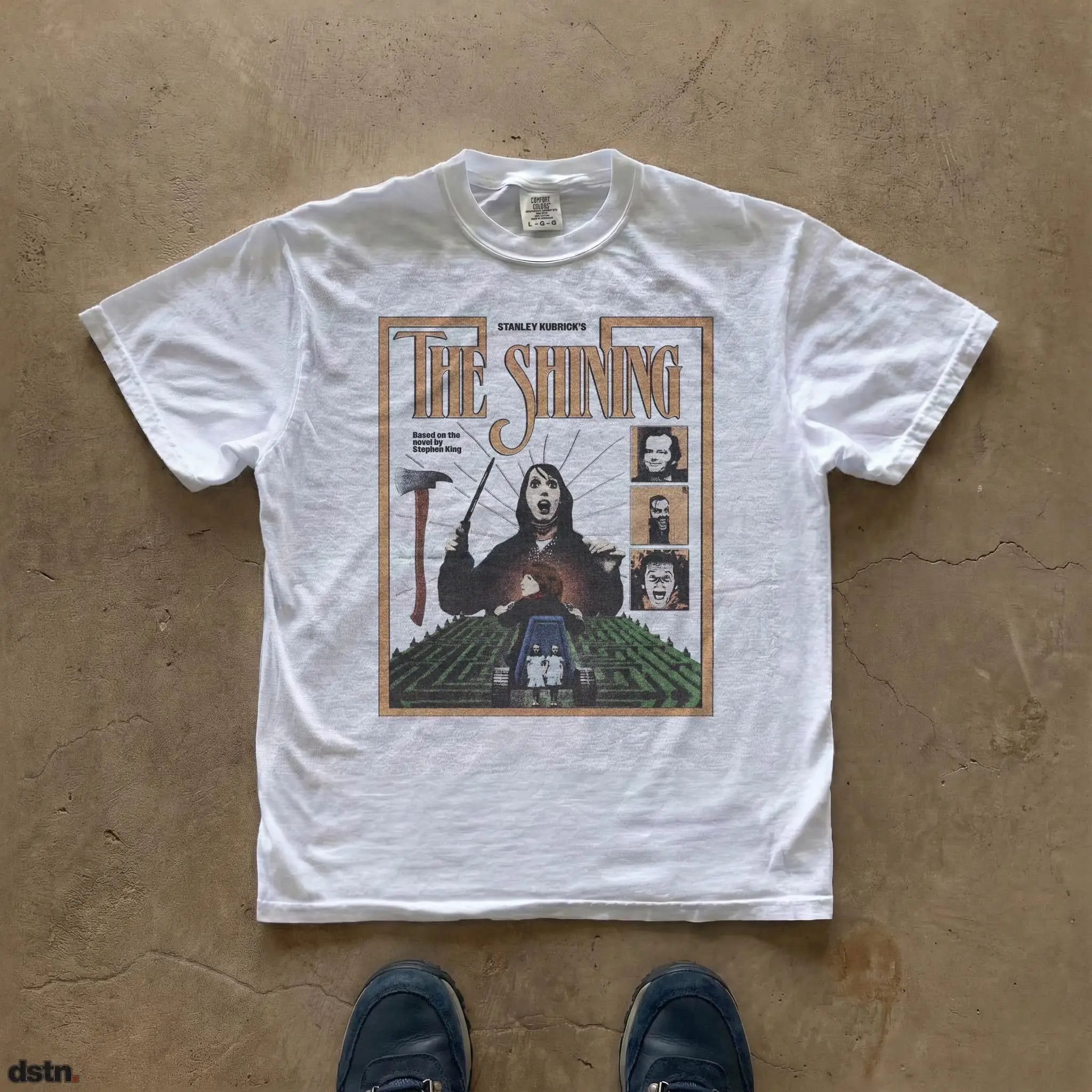 The Shining Movie Poster T-shirt | Horror Film Graphic Tee | Stanley Kubrick Film Retro Round Neck Printed T-shirt