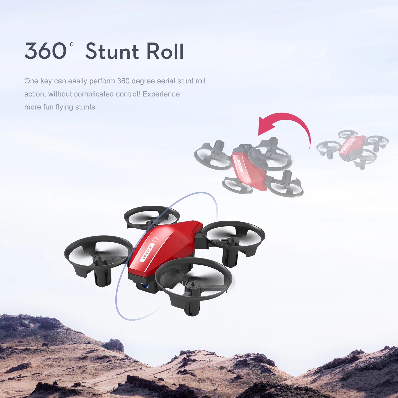 GT1 Mini Dron rodante 360° – Cuadricóptero portátil radiocontrol - imagen 5
