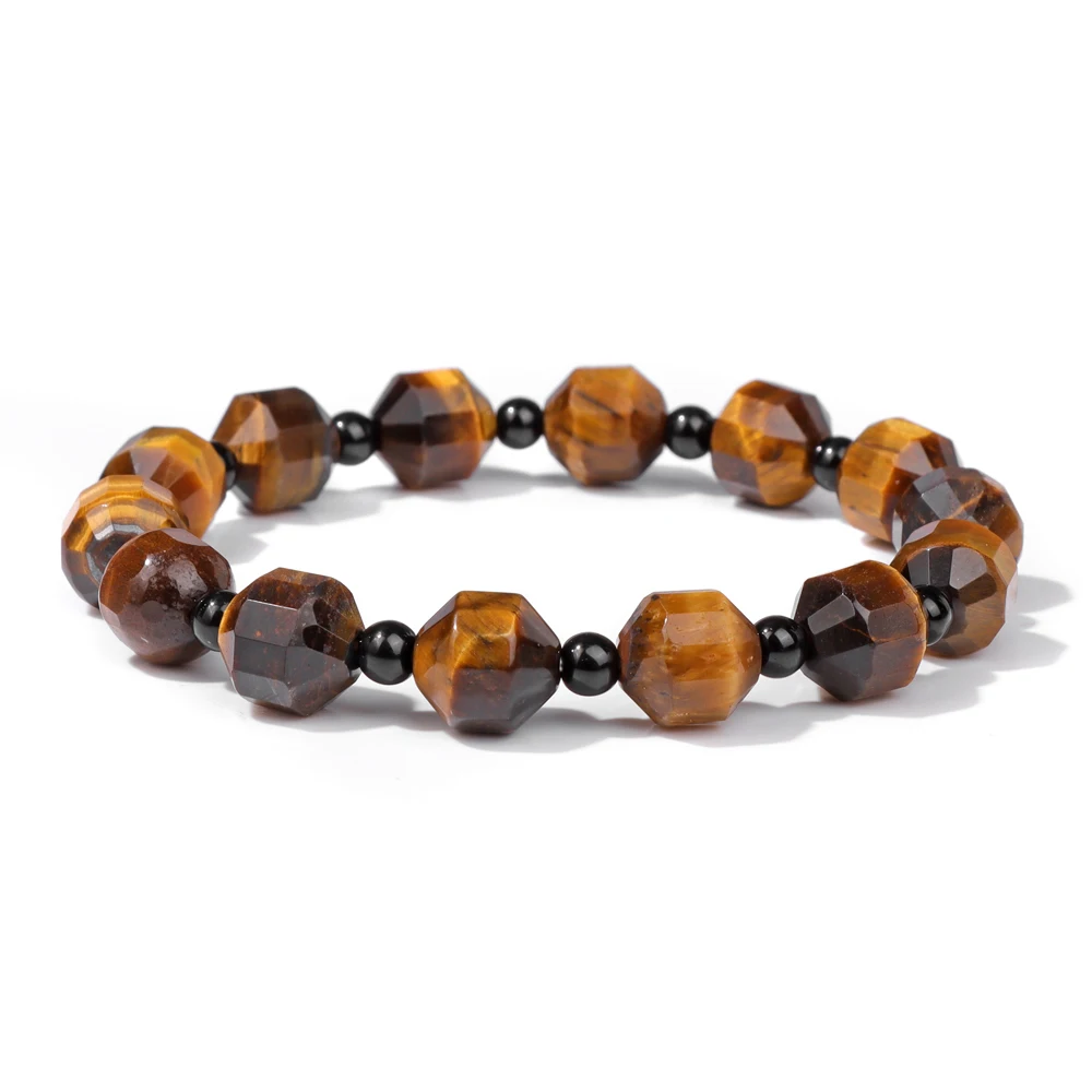 Genuine Natural Stone Tiger Eye Bracelets For Men Women High Quality Tibetan Buddha Cylinder Square Beads Bangles Prayer Jewelry