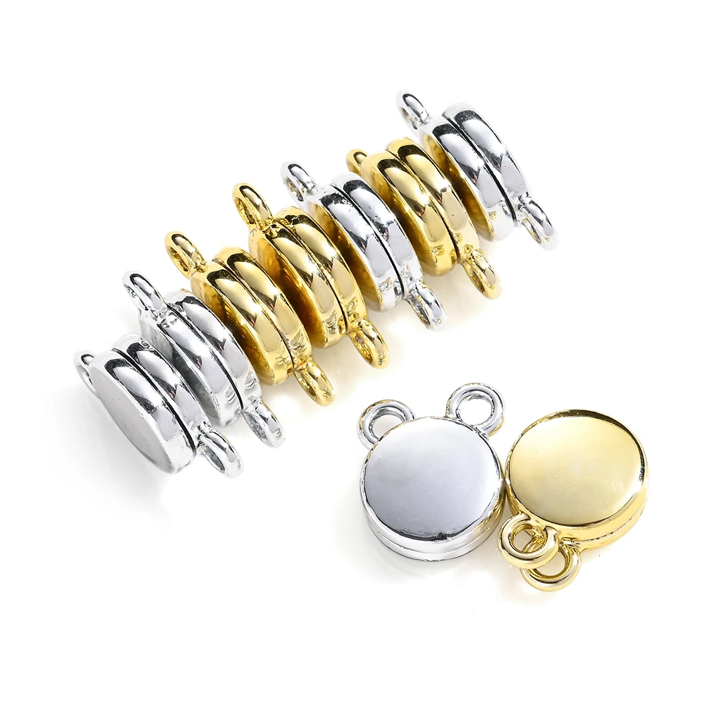 5 Paar magnetische Legierungs-Anhänger mit doppelter runder Schnalle, mit magnetischer Anziehung für die Verbindung von Halsketten und Armbändern. – Detail 11