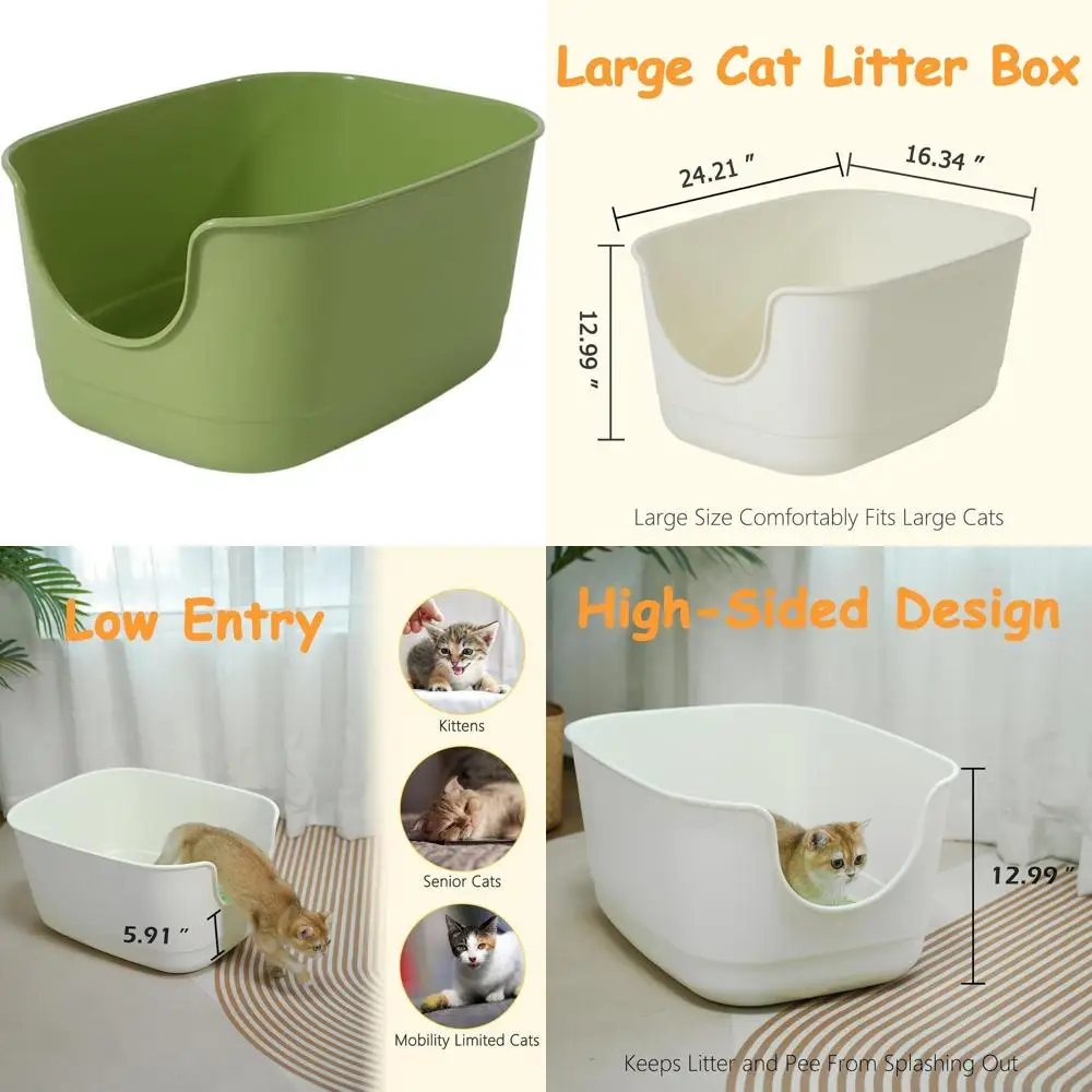 

Большой лоток для кошек с высокими бортиками, 24.2 x 16.3 x 12.9, XL, для нескольких кошек, идеально подходит для крупных кошек, защита от разбрызгивания, легко чистится (Gree)