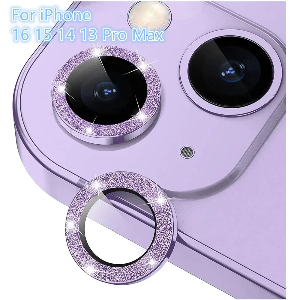 2-3 uds protección de lente de cámara con purpurina de diamante para IPhone 16 17 Pro Max Plus 15 Pro Max 14 Pro accesorio Protector de vidrio