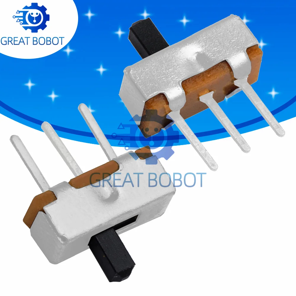 5PCS High-Quality SS12D00G3 Mini Slide Switches: 3-Pin 1P2T 2-Position – 3mm Handle Length