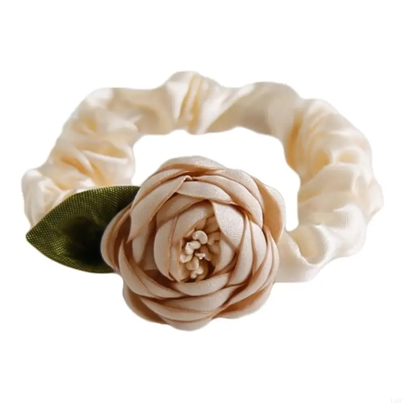 L5YC Fashion Flower-Hair Scrunchies Updo Hair Tie Hair Bun Hairpiece Women Headdress