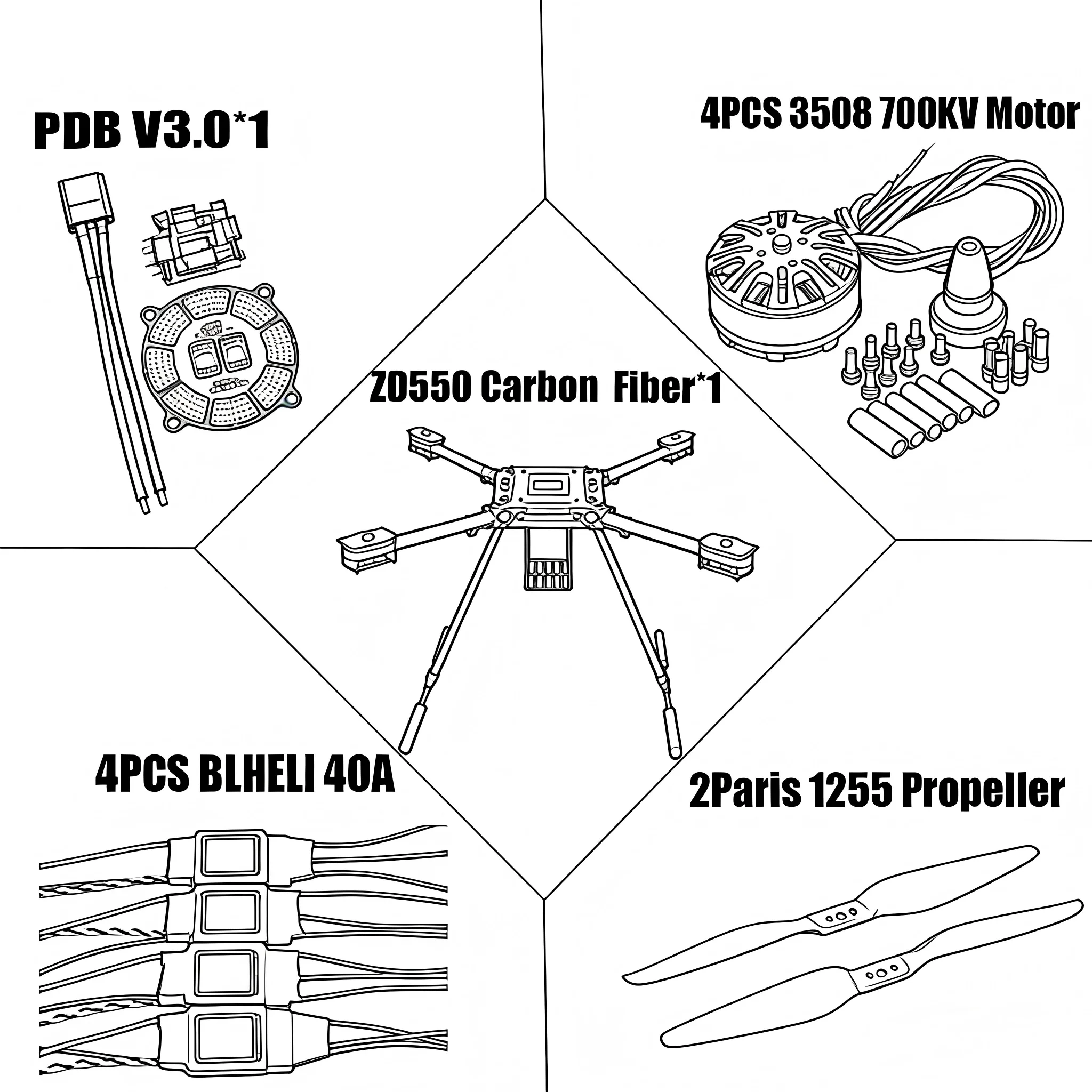 

BCUBE F550 Hexa Frame Flight Control Carbon Ardupilot Radio Telemetry Quadcopter Blheli 40A Esc 3508 700KV Motor Ardupilot