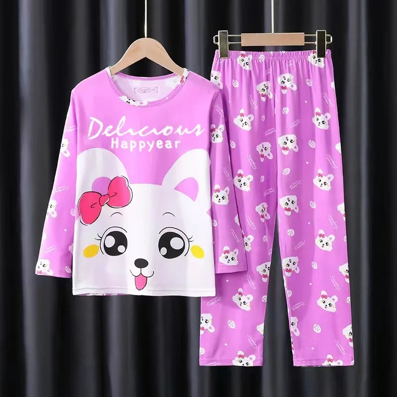 Girls' Pajamas Spring And Autumn Children's Pajamas Long Sleeve Cartoon Children's Baby Middle And Big Boys' Home Furnishing Set