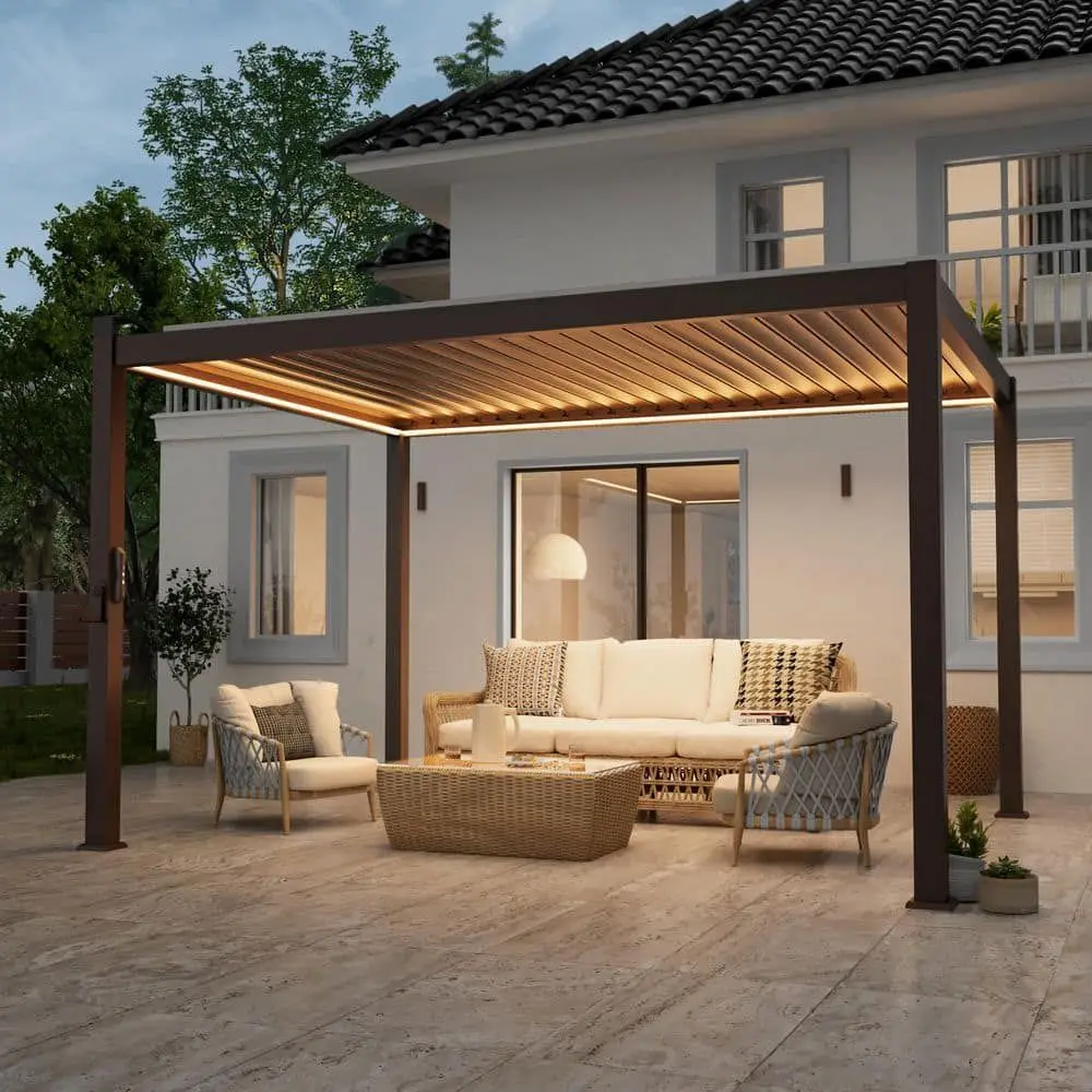 High-strength Wind Resistant Hardtop Aluminum Frame Pergola with Luxury Style Heavy-duty Aluminum Gazebo with High Quality