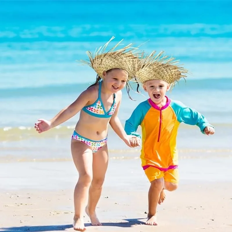 6-120PCS Hawaii Straw Hat Mexican Sombrero Hats Luau Beachcomber Hats Festa Junina Party Favor Straw Farmer Hat