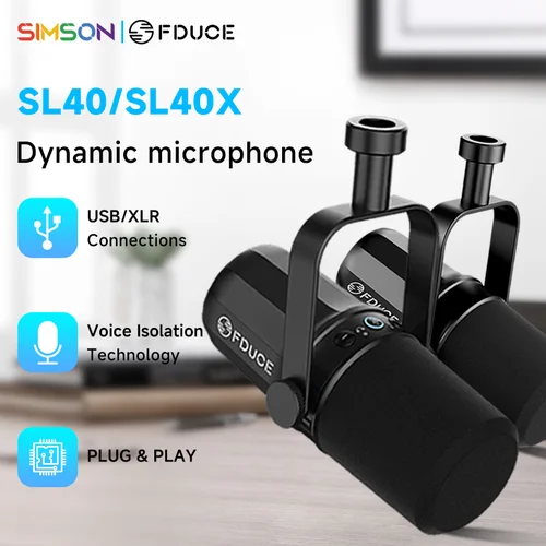 Micrófono dinámico FDUCE SL40X/SL40 USB/XLR con salida de auriculares integrada y aislamiento acústico, para podcasts, juegos, transmisión en vivo