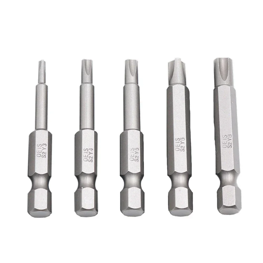 5Pcs 50mm Magnetic 1/4\'\' Hex Shank Tri-wing Y Tip Head Screwdriver Bits Set Multi-tool Bits For Screwdriver Hand Tools