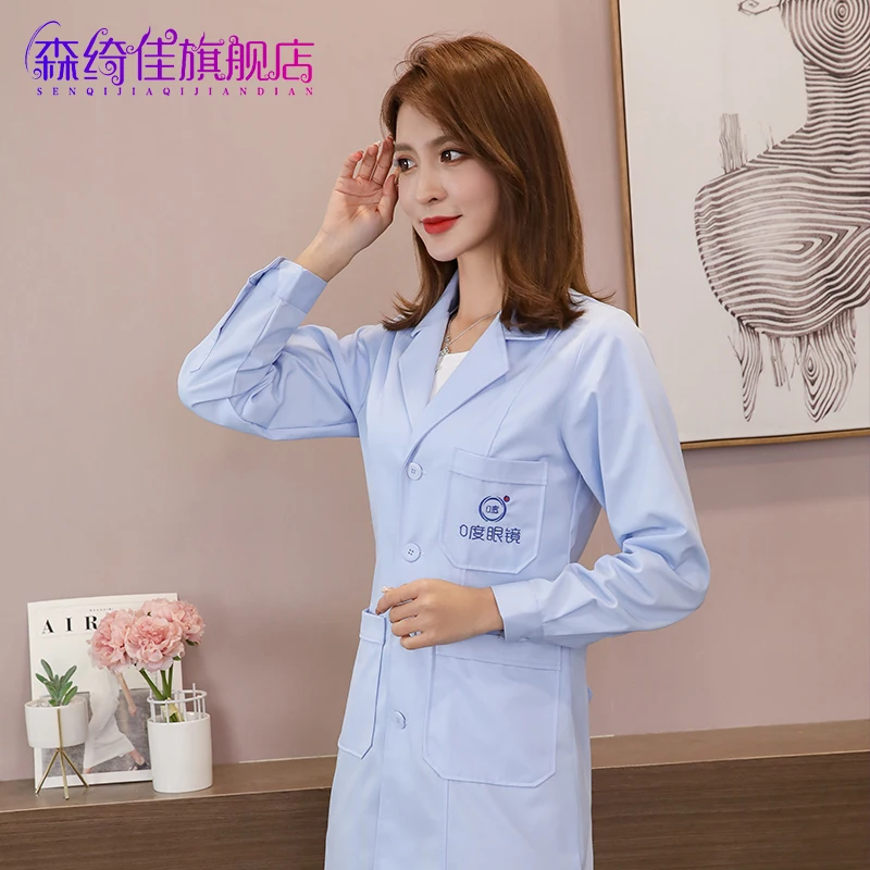 Beauty salon tattoo artist Beautician work clothes women's white coat short sleeve nurse dress long sleeve maternal massage phar