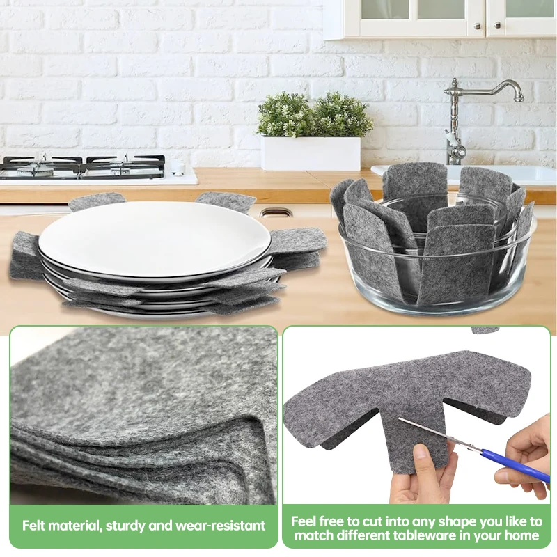 3/9/12pcs Felt Pot Pan Protectors Anti Scratch Non-stick Divider Pads Pan Bottom Heat Insulation Protect Kitchen Cookware Tool
