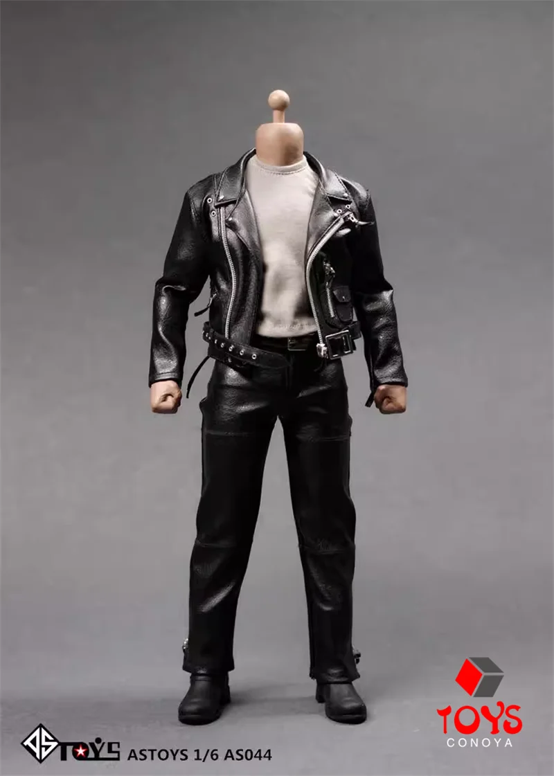 AS044 1/6 Scale Arnold Leather Black Jacket Suits Set Clothes Model Fit 12