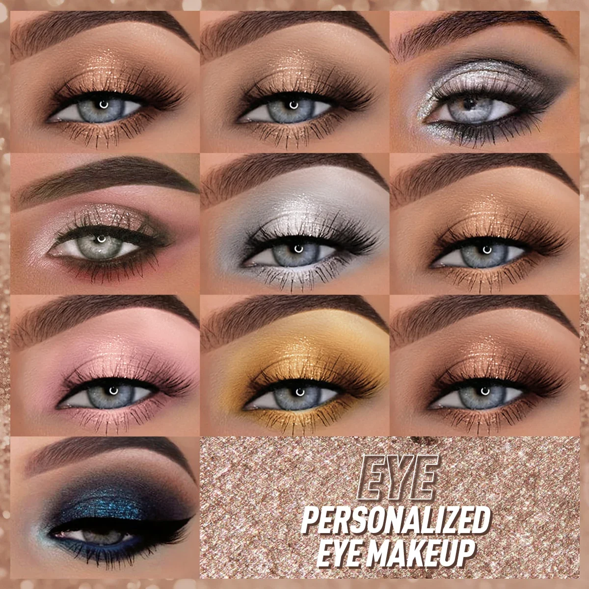 Illumina la palette di ombretti lucidi, palette di evidenziatori con texture glitterata, luccichio perlescente, evidenziando il trucco degli occhi e il viso