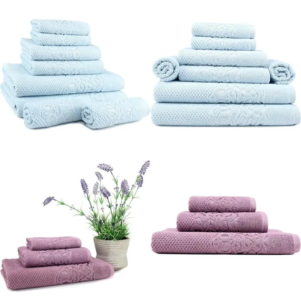 

Luxurious Cotton Bath Towel Set of 8 - Premium Turkish Towels, Soft and Thick, Hand & Bath Towels, Highly Absorbent, Washcloths
