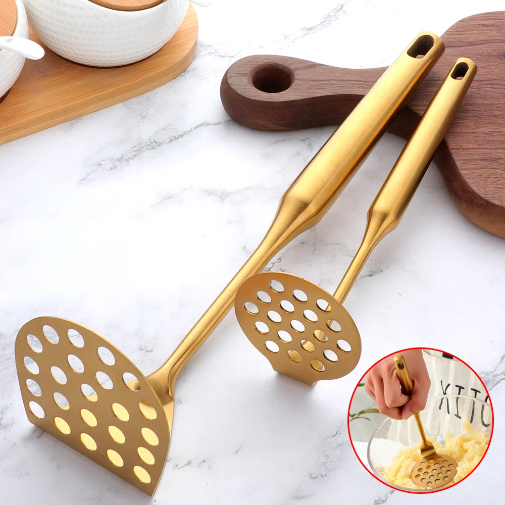 New Durable Stainless Steel Masher Pressed Potato Masher Crusher kitchen gadgets metal Rice Pusher Puree Maker cooking tools