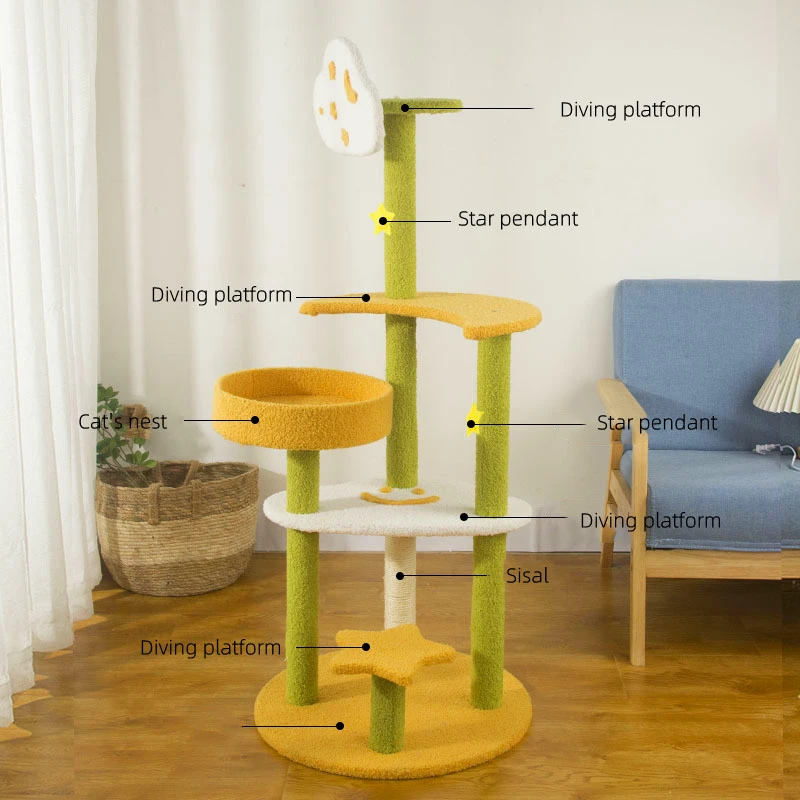 Imagem -05 - Multi-nível Cat Escalada Quadro Cat Tree Tower Condomínio Pet Itens Cat Coçar Post Brinquedo Poleiro Espaçoso Luxo