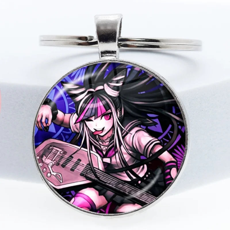 Video Game Series Character Keychain Kyoko Kirigiri Glass Cabochon KeyRing Bag Car Key Chain Ring Holder Charms Jewelry Gifts