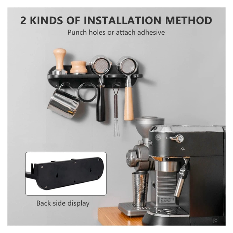 Coffee Portafilter Storage Wall Rack, auto-adesivo Wall Mount, suporte de filtro café Espresso, durável e fácil de usar, 54 milímetros