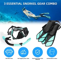 Jsjm 1 + 1 + 1 Professioneel Duikmasker Apparatuur Duikbril Hd Anti Mist Duikmasker Onderwater Snorkelen Zwemvliezen