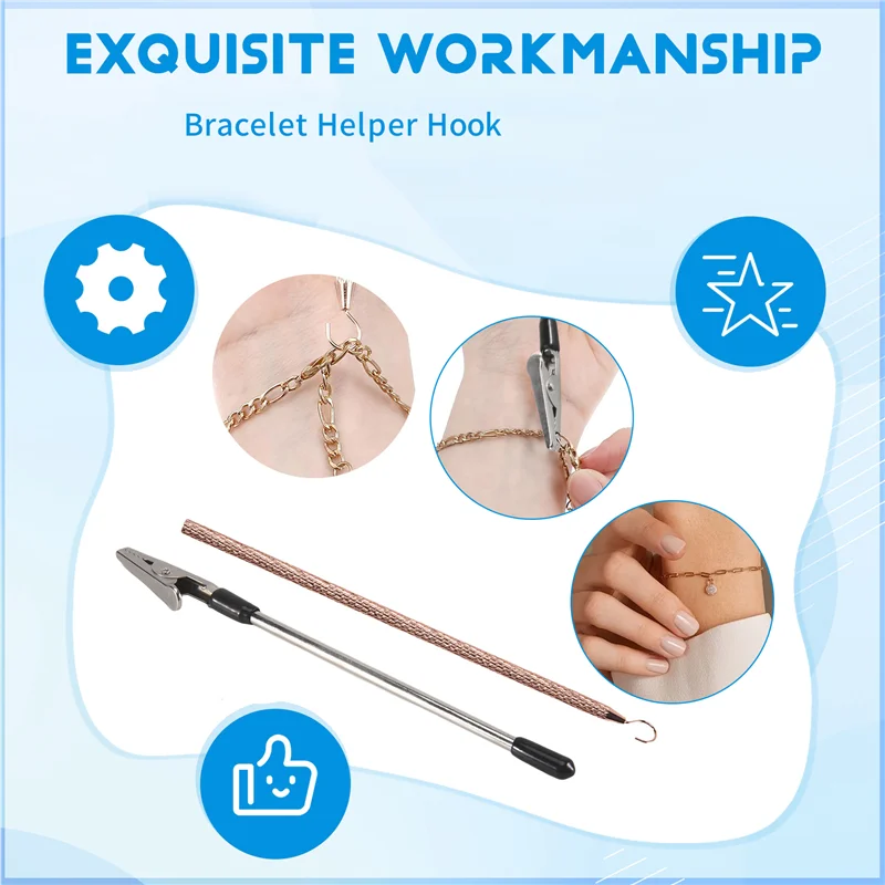 AS94-2 Pcs Bracelet Helper Tool Hook Bracelet Helper Wearing Aid Assistance Metal Bracelet Helper Tool
