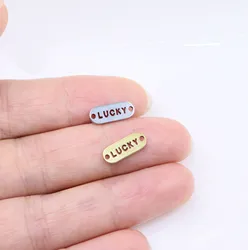 10pcs Wholesale Stainless Steel Anti-allergy Coin Letters Lucky Charms Connector DIY Necklace Bracelets Unfading Colorless