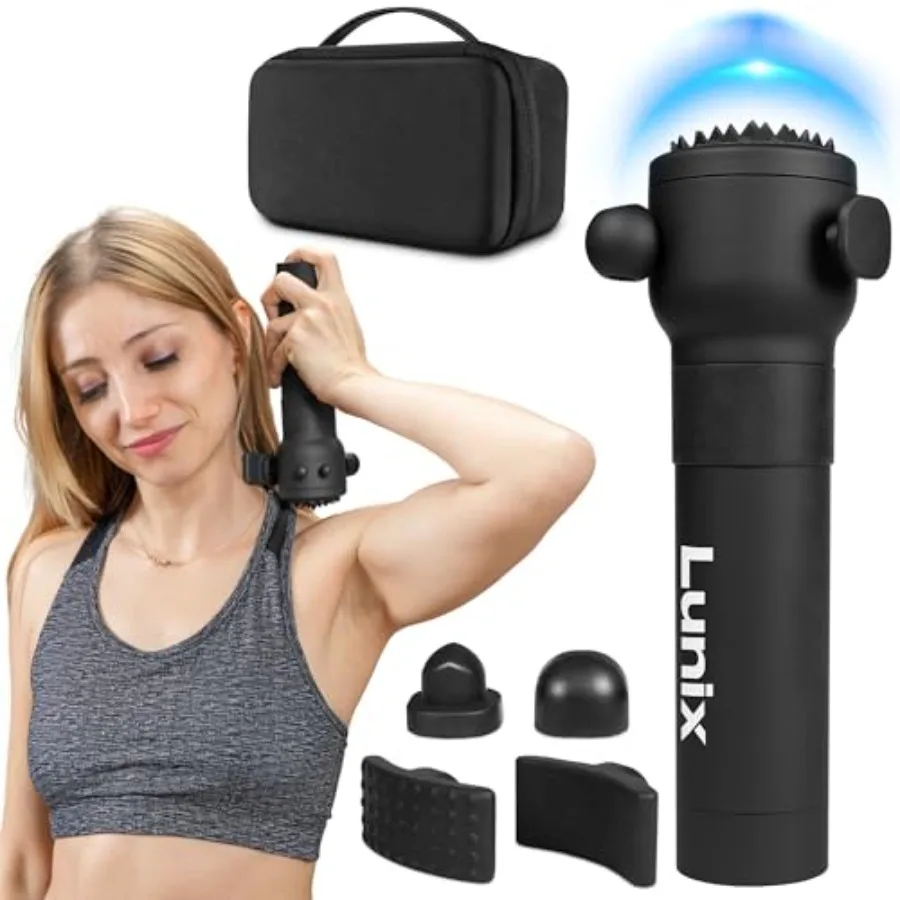 

LX28 Premium Deep Tissue Massage Gun for Neck Back Legs USB-C Rechargeable Portable Vibration Massager with 7 Interchangeable H