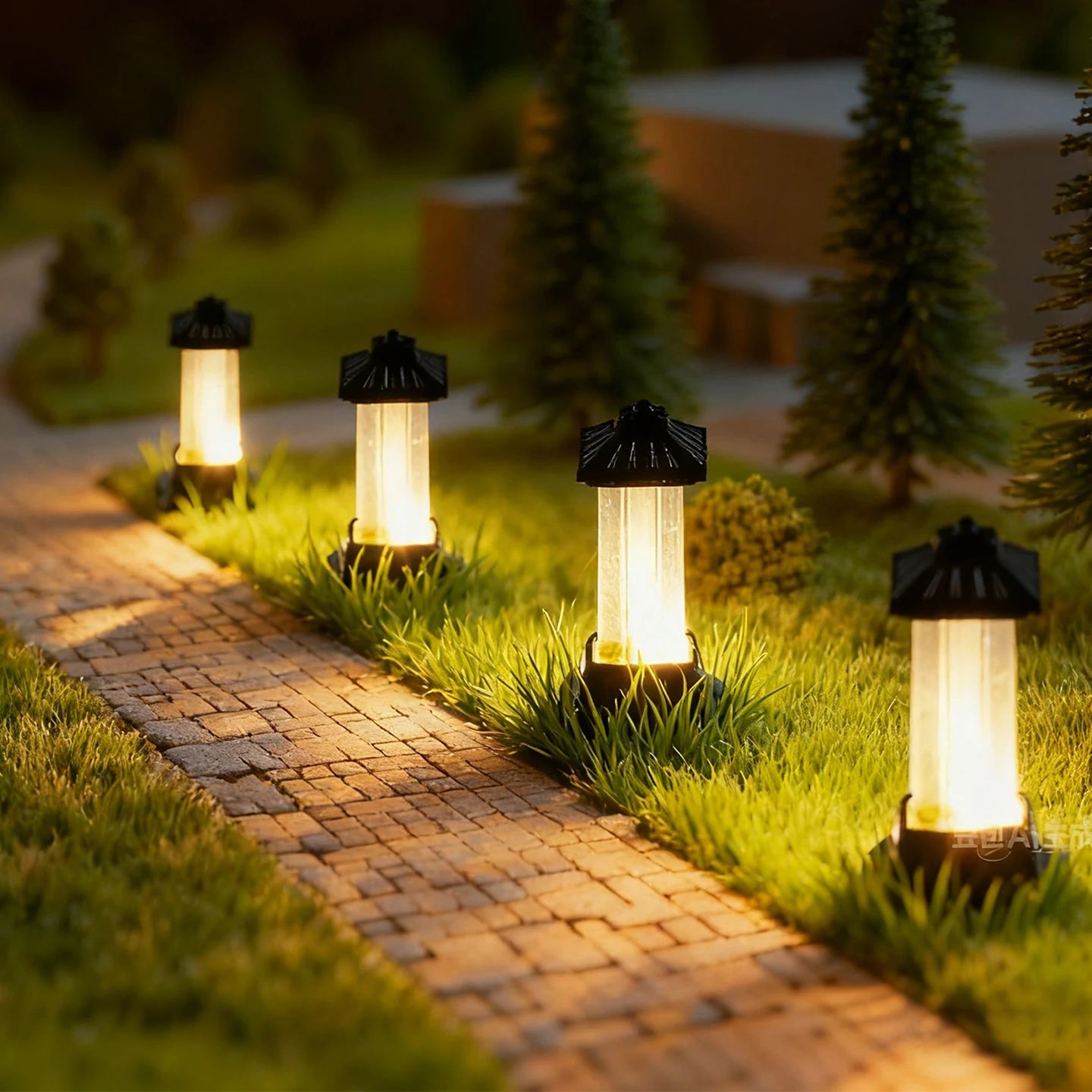 6PCS Miniature Grass Lawn Lamp Post Model Railway Train Street LED Light For Dollhouse Micro Landscape Fairy Garden Accessories
