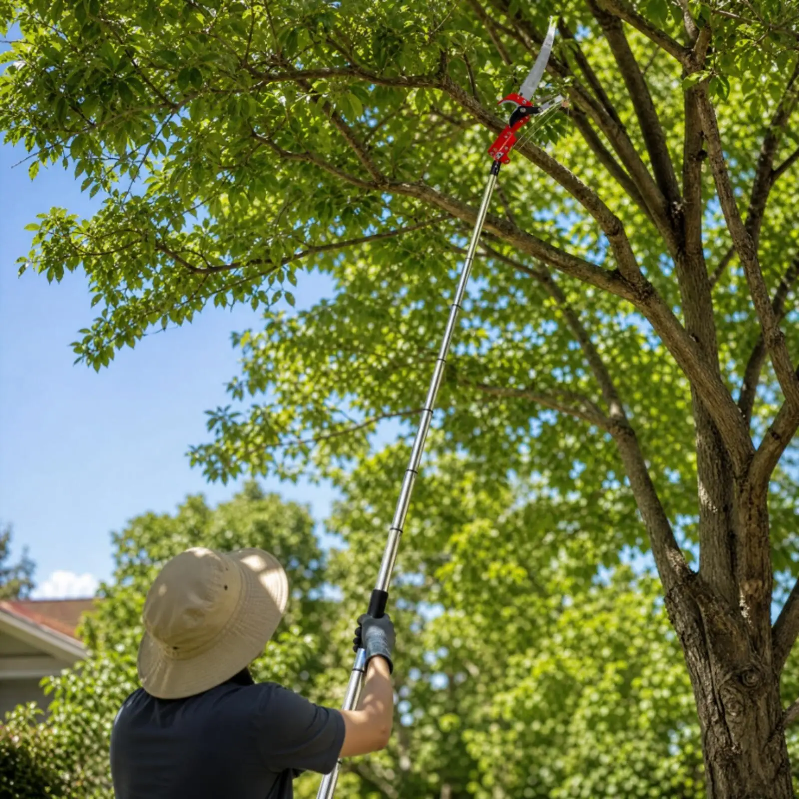 Telescopic Tree Pruner with Curved Saw Blade for High Branch Cutting Garden Tool