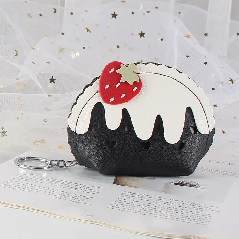 Cute strawberry ice cream mini coin purse, small change purse, women's short zipper wallet view 2