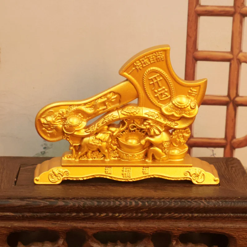 Gold-Plated Ruyifu Ax Wealth-Attracting Fortune Entrance Living Room Office Ornament Store Opening Gift Decoration Craft
