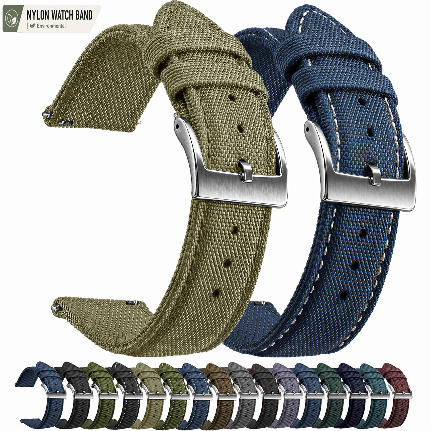 Superior Sailcloth European Watch Bands, Premium Nylon Watch Bands, 18mm 20mm 22mm Quick Release Watch Straps, for Men Women