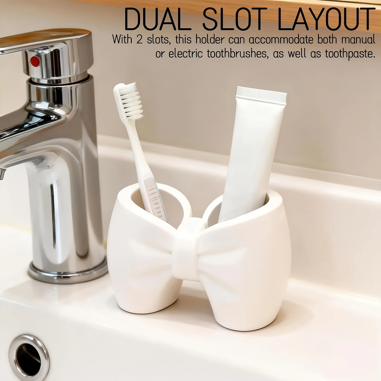 Cosmetic storage box, bow-shaped storage box, toothbrush holder, suitable for storing makeup brushes, eyebrow pencils