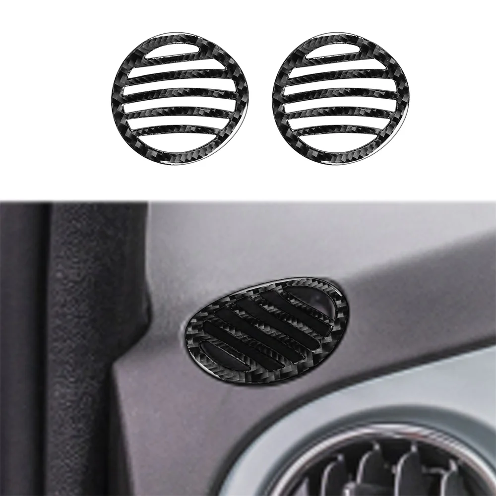 

For Fiat 500 12-15 Carbon Fiber Decorative Stickers for Instrument Vents 2 Pieces