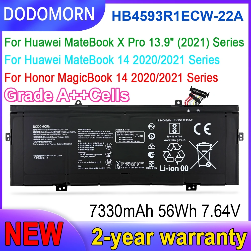 High Quality HB4593R1ECW-22A Battery for Huawei MateBook 14 KLVL-WFH9 MACHD-WFE9 2020 2021 AMD X Pro 2021