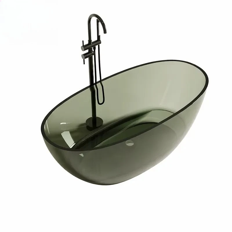 Modern Luxury Transparent Resin Freestanding Soaking Tub Deep Bathtub Custom Color Eco Friendly for Apartment Villa Hotel
