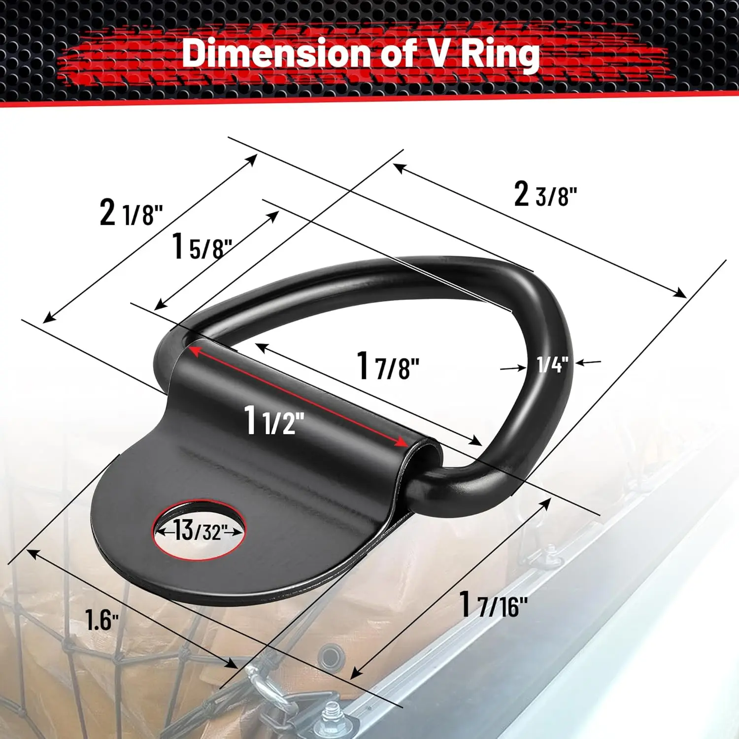 Tie Down Anchors V Rings 3000 LBS Surface Mounting on for Trailer Cargo Truck Camping Hook Bolt Anchor Point