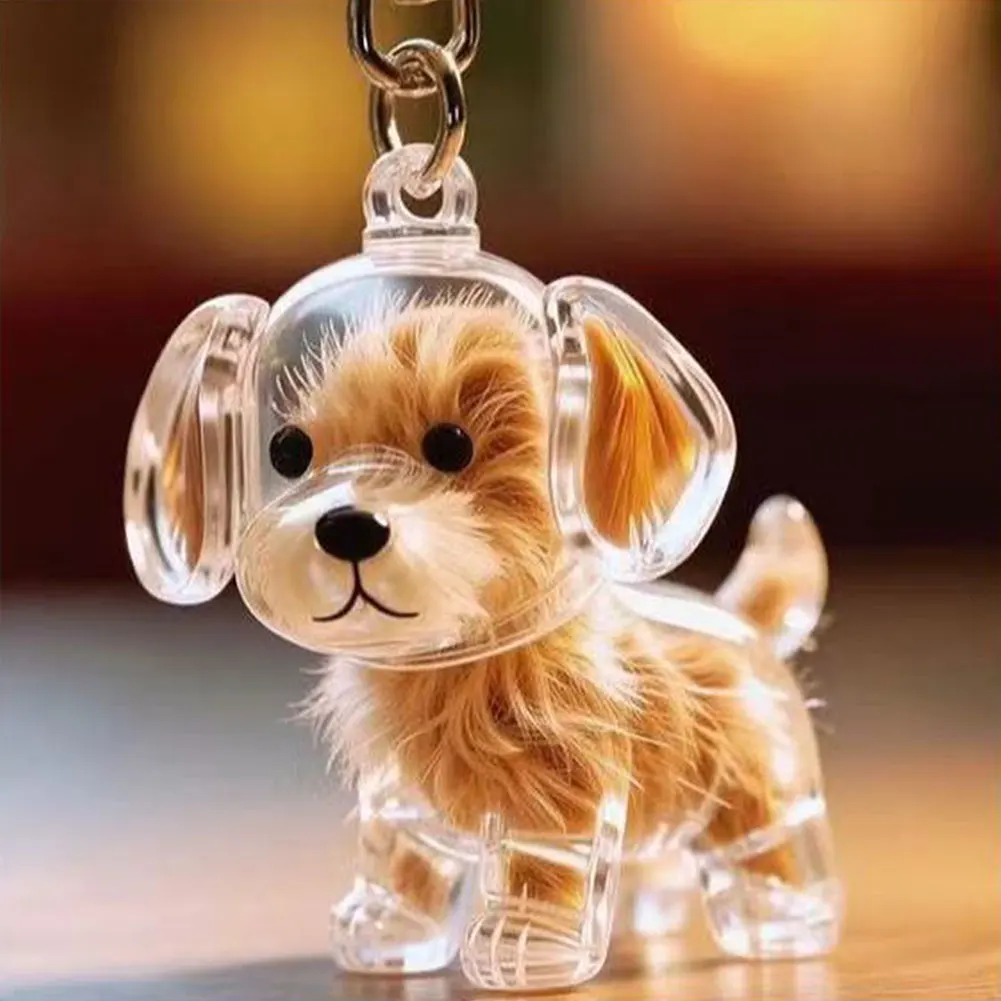 Clear Pet Hair Keychain Cute Dog Fur Keepsake Holder Creative Transparent Pet Hair Memorial Collection Pendant For Dog/Cat