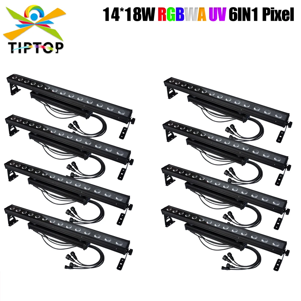 8XLot American DJ Stage 14x18W Stage Party RGBW Amber UV LED Black Light Strip Bar Waterproof Pixel Color Control