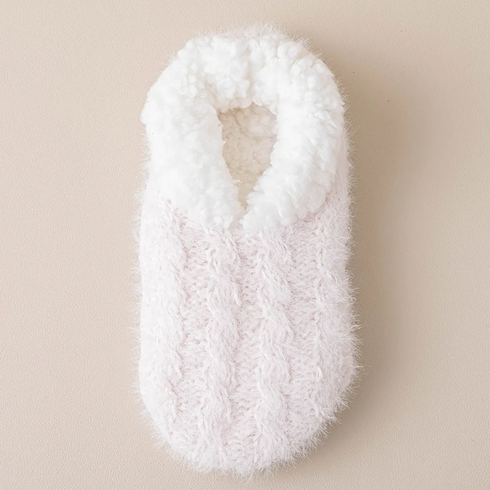 

Теплые утолщенные бархатные носки из ягненка, однотонные противоскользящие зимние носки, домашние зимние тапочки с низкой трубкой, женские носки