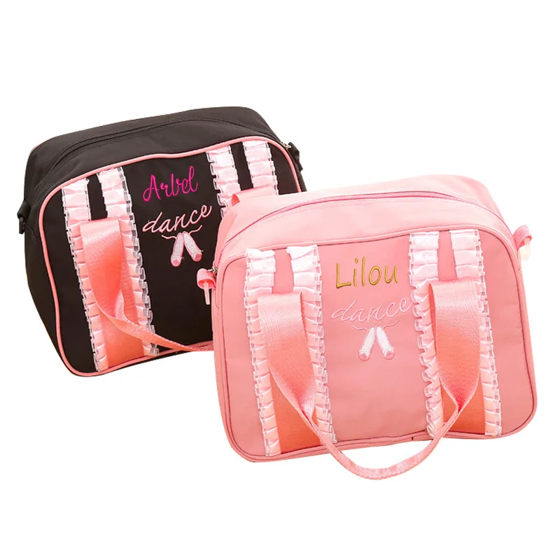 Personalized Pink Lace Girl Dance Bag Embroidery Dance Ballet Bag Baby Ballet Bag Children's Gymnastics Shoulder Bag